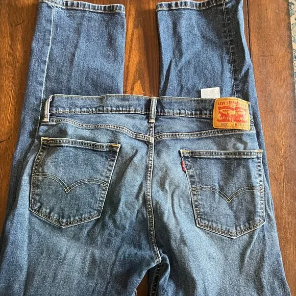 Levi's 505 Straight Leg Medium Wash 36 X 32 Denim Jeans - Picture 3 of 7